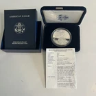 2002 W American Eagle Silver Proof Dollar Coin Box and COA as Issued by US Mint