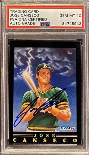 Jose Canseco A's Signed Autograph 1991 Fleer Pro Visions Card # 6 PSA 10 Auto