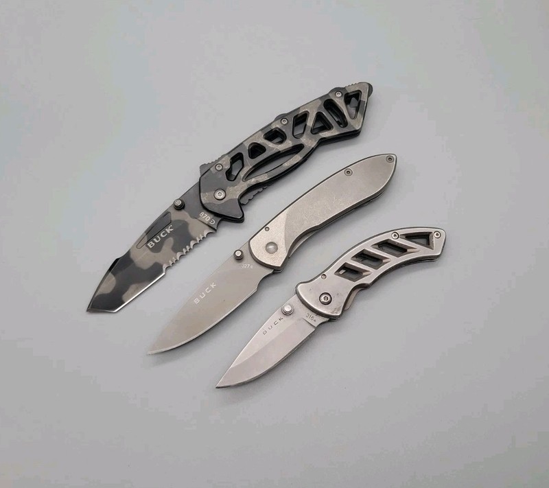 BUCK Pocket Knives - Models 316 / 327 / 870- LOT OF 3 - Frame Lock