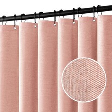 Blush Pink Shower Curtain 72x84 Inch Linen Waterproof Fabric Set 12 Metal Hook