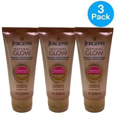 Jergens Natural Glow Fair To Medium Sunless Tanner 2 Oz 3 Pack New