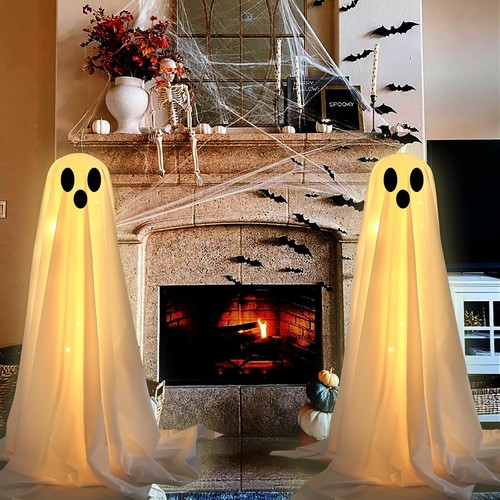 2 Packs 5 FT Halloween Decorations Outdoor Spooky Ghost Lights Battery Operated - Picture 5 of 8