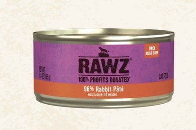 5.5oz Rawz 96% Rabbit Pate Cat Food. 24/5.5oz Cans