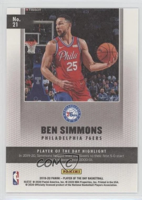 2019-20 Panini Player of the Day Foil Ben Simmons #21 - Image 2 of 2