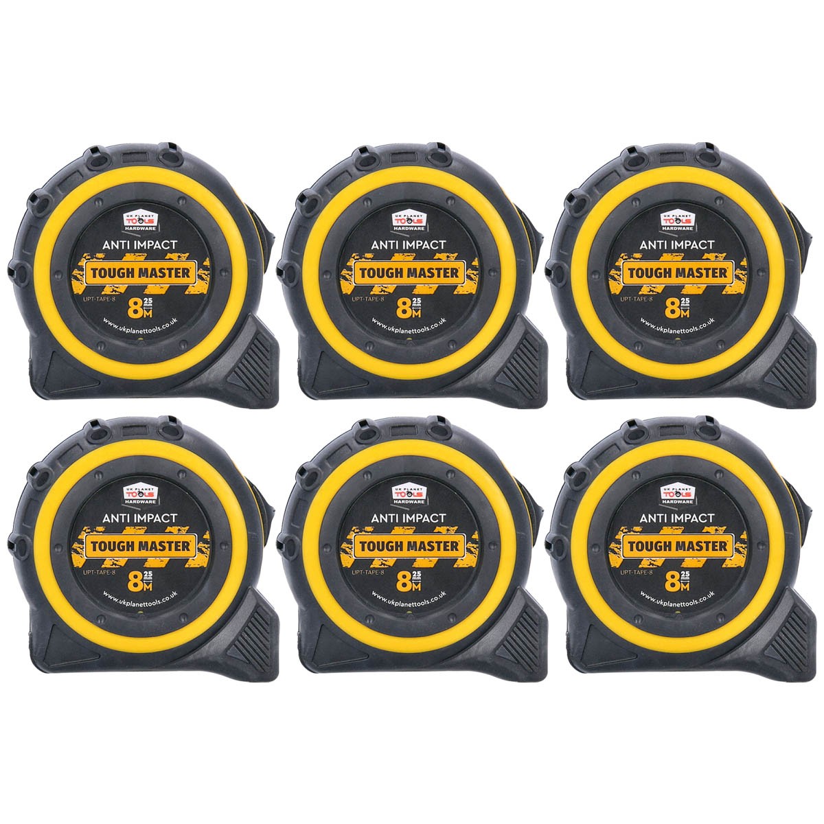TOUGH MASTER 8m/26ft Metric/Imperial Tape Measure 25mm Wide Pack of 6