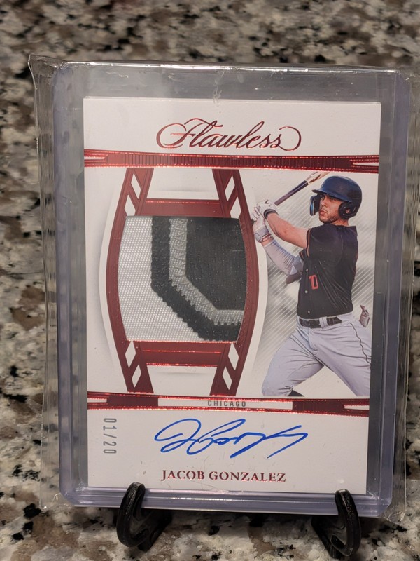 Jacob Gonzalez Flawless Ruby Patch Auto 1/20 Tri Color Number Vertical ALPHA