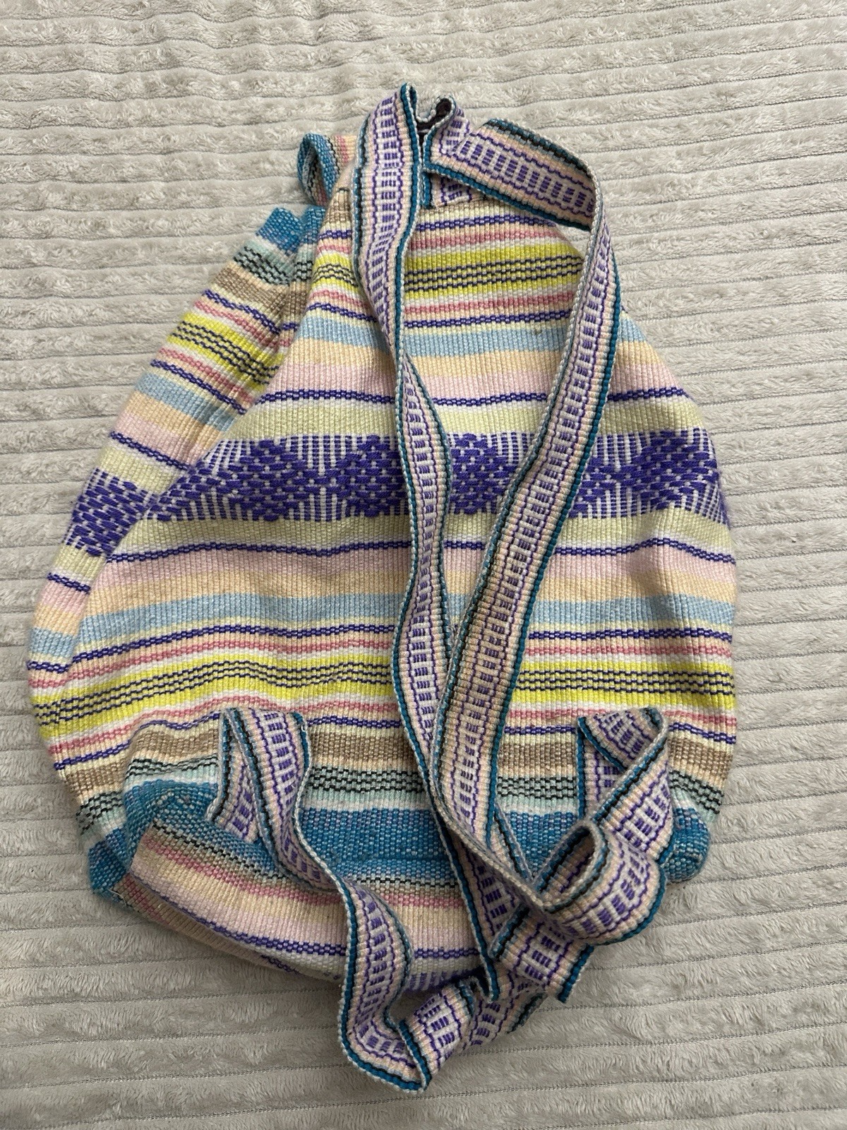 Multicolor Striped Backpack Drawstring Closure Ou… - image 2