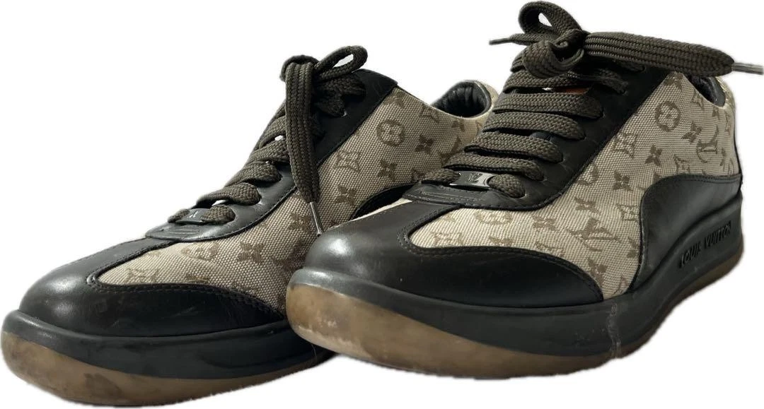 LOUIS VUITTON TRAINER Louis Vuitton sneakers monogram denim pelle marrone logo 36