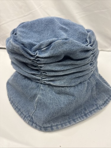 Cappello vintage denim increspato secchiello taglia media blu jeans - Foto 3 di 7