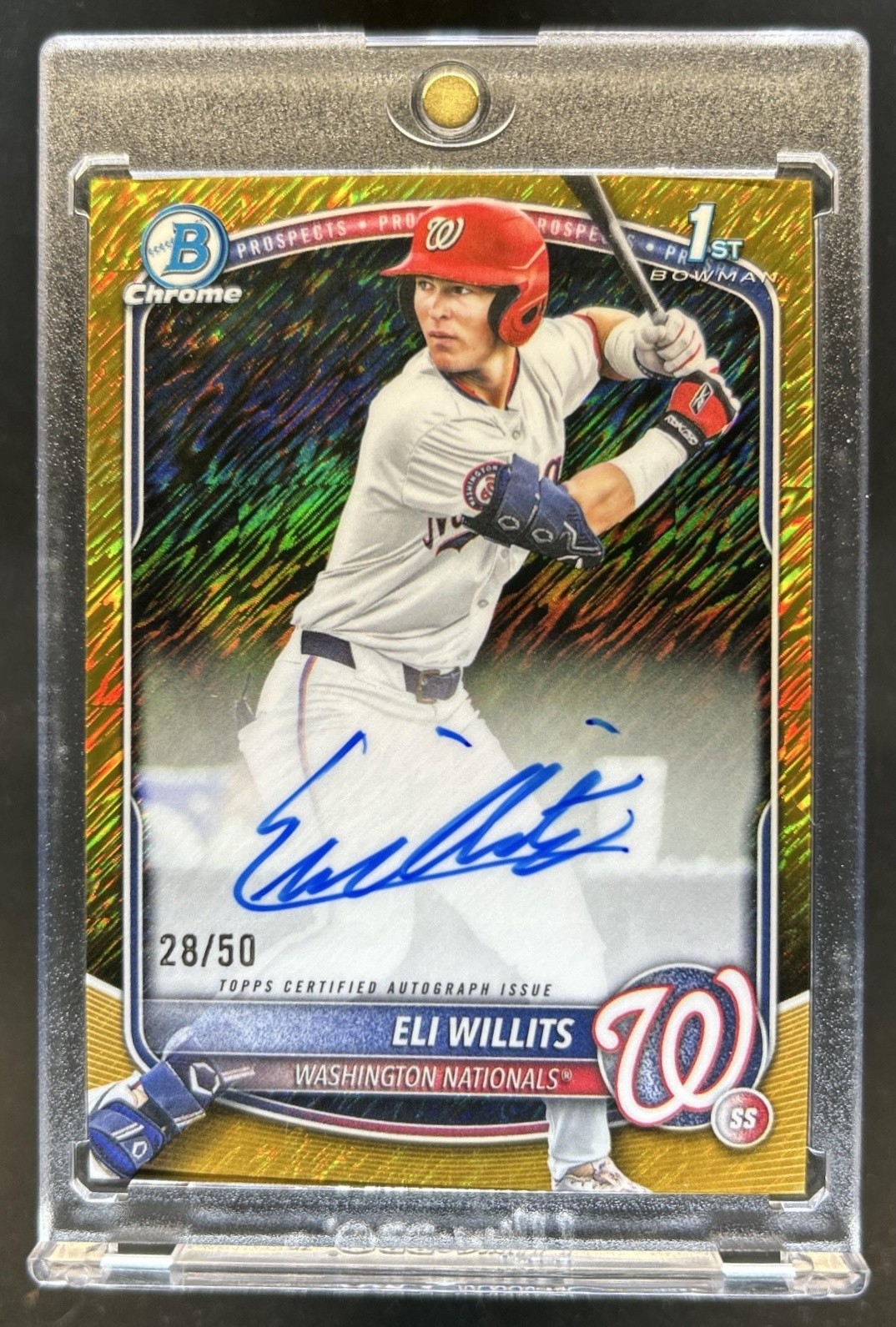 2025 Bowman Draft Eli Willits Chrome Auto Gold Shimmer Refractor 1st #/50