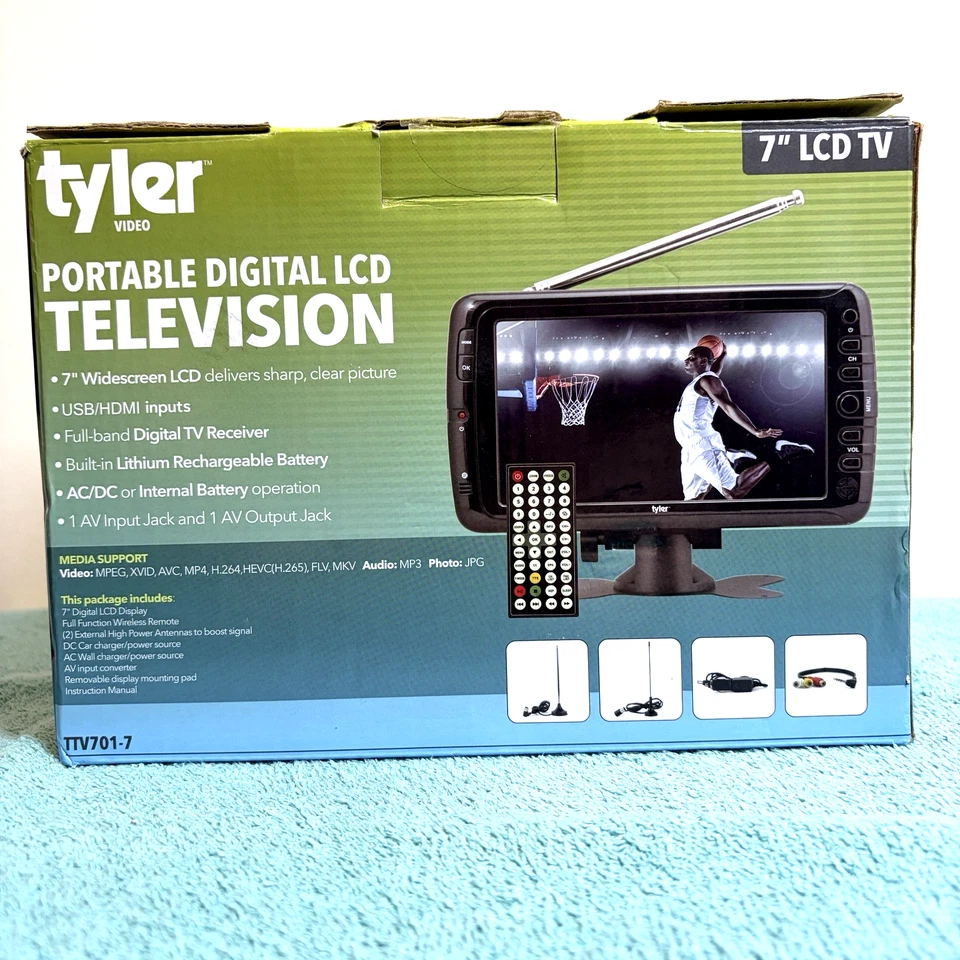 Tyler TTV701 7 pulgadas portátil recargable LCD TV con entradas HDMI y USB Foto 4 de 4