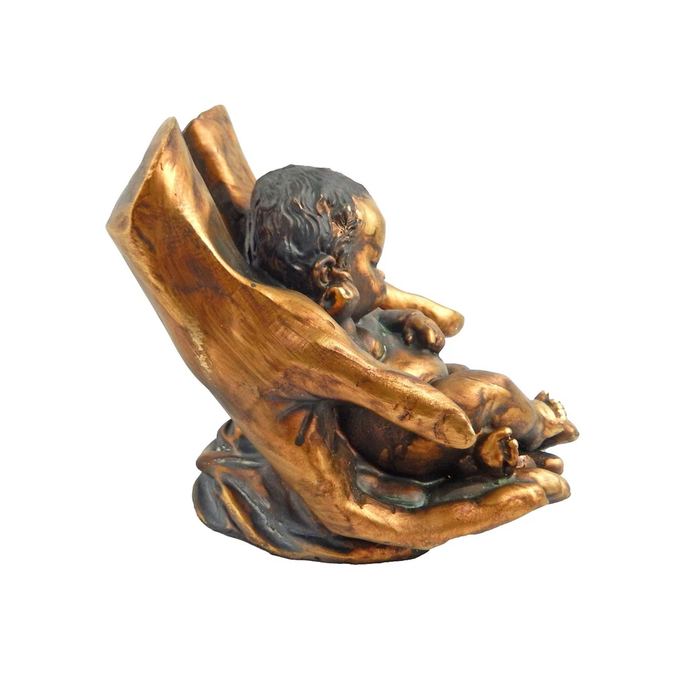 婴儿手抱宗教架子坐垫装饰雕像乡村金色饰面 — 第 3/4 张图片