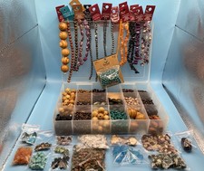 2 Pounds Natural Stone and Wood Bead Lot Collection Boho Bead Lot