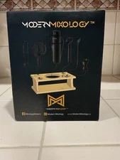 NEW Modern Mixology Cocktail Shaker Set/Bartender Kit Black Wooden Stand W/ Card