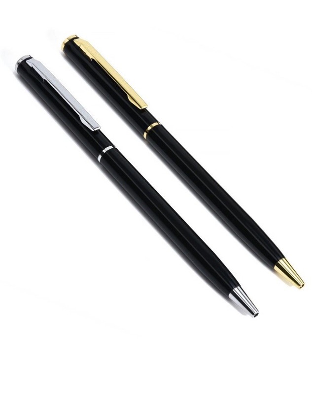 2-Piece Black Pen & Pencil Writing Set with Gold & Silver Trim