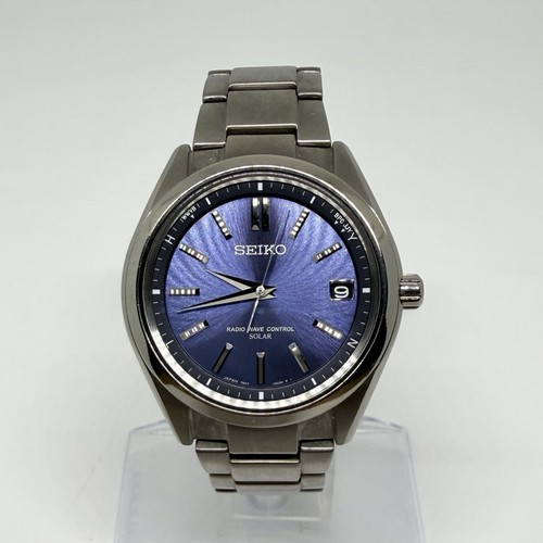 SEIKO Brightz 7B24-0BH0 Solar Radio Titanium Blue Dial Men's Watch