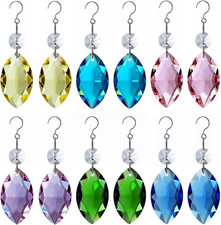 12Pcs Glass Crystal Chandelier Prisms, Rainbow Hanging Crystals Suncatcher for W