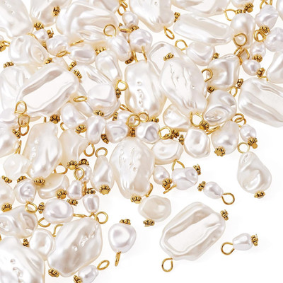 90Pcs White ABS Plastic Pearl Pendants Imitation Shell Pearl Dangle Earring Char