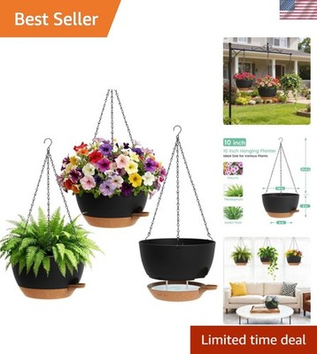 Set of 3-10 Inch Self Watering Hanging Planters for Indoor Outdoor，Hanging Pl...