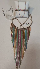 7-piece Rainbow Jewelry lot Charming Charlie Fringe Necklace 