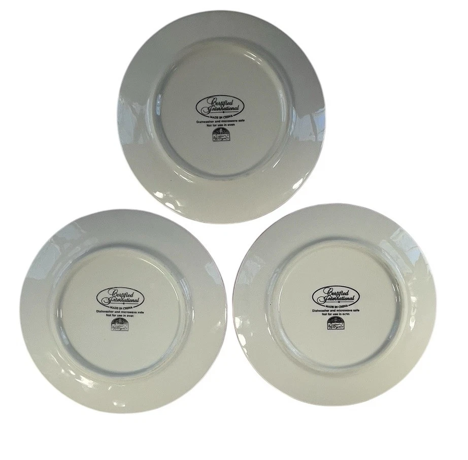 "3 platos de almuerzo International SUSAN WINGET muñeco de nieve encantado 8"" certificados" Foto 3 de 4