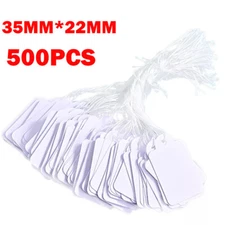 500PC White Garage Sale Price Tags #5 Blank Merchandise Hang String Strung NEW