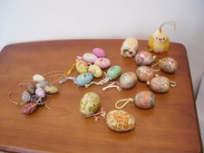 Vintage LOT 22 Paper Mache, WOOD, PLASTIC HANGING Easter Egg  CHICK