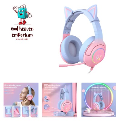 Gaming Headset for PS4, PS5, Xbox OneNo Adapter, Cat Ear Headphones with Nois...