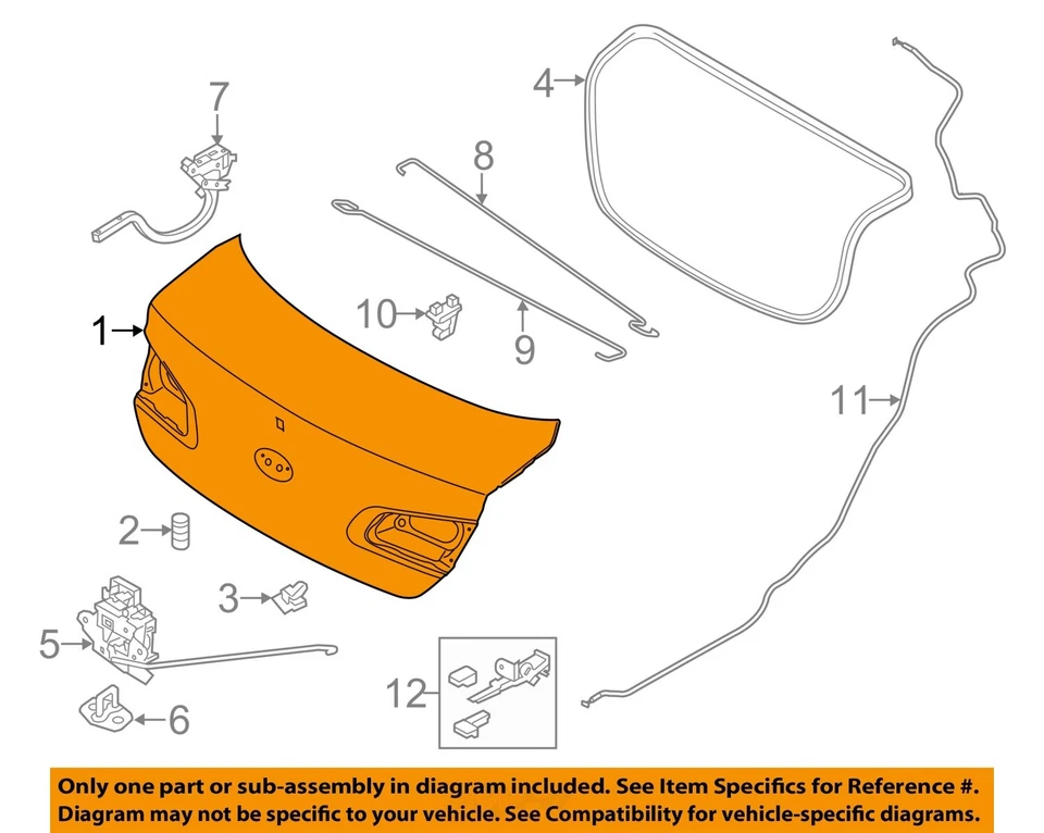 Used Deck Lid fits: 2014 Kia Forte Coupe rear view camera incandescent lamps Gra - Image 3 of 4