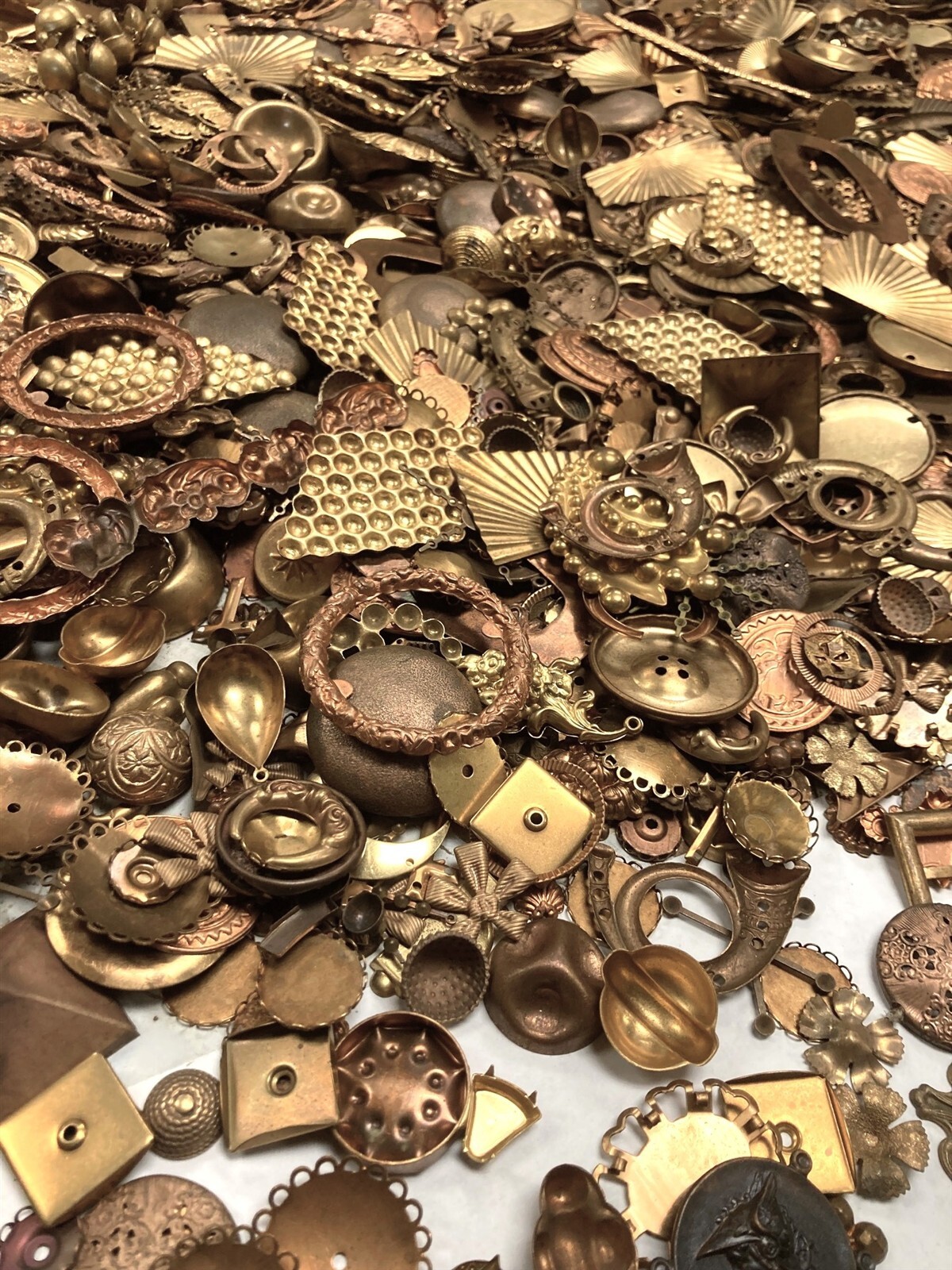 1/2 Pound Vintage Patina Aged Solid Brass Stampings Findings & Settings Lot 1589
