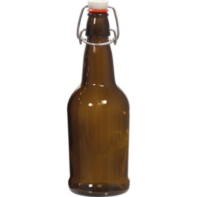 Pop Tops Swing Top Bottles - 16 oz Amber (Qty 12) - Brown Beer Brewing Bottles