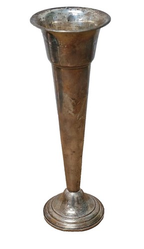 Y8859 FLOWER VASE Metal signed Japan ikebana floral arrangement