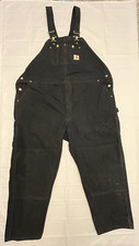 Carhartt Bibs Overalls Men  s 54x32 Black Double Knee Un-Lined R01 BLK
