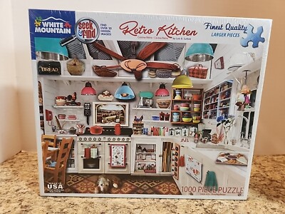 White Mountain Seek & Find Retro Kitchen Puzzle 1000 Piece NEW Sealed 2017 