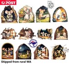 3D Mouse Hole Wall Sticker Glow in The Dark Mouse Reading Book Wall Decal