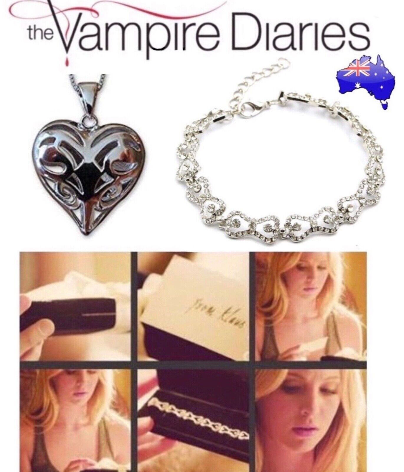 Heart Filigree Locket Necklace Caroline Forbes TV Series -  Sweden