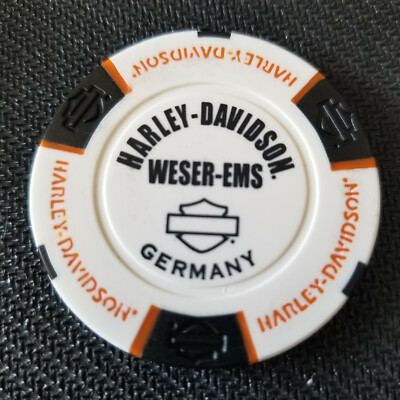 HD WESER-EMS ~ GERMANY (Wht/Blk/Org) International Harley Davidson Poker Chip  