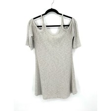 PROMESA Gray Ribbed Cold Shoulder Stretch Mini Dress Size Medium
