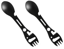 Tactical Multi-Tool Fork Spoon Stainless Steel Survival Camping Prepper MRE 2-PK