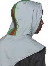 Gucci Unisex Silver Reflective Hood with GRG Web Stripe and Pouch M 595703 1466 - Image 3 of 4
