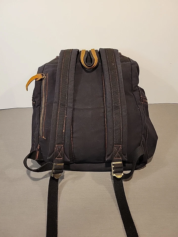 MOCHILA DE LONA BULBOON LOOK VINTAGE CUERO CASUAL RIBETE NEGRO/CUERO Foto 2 de 4