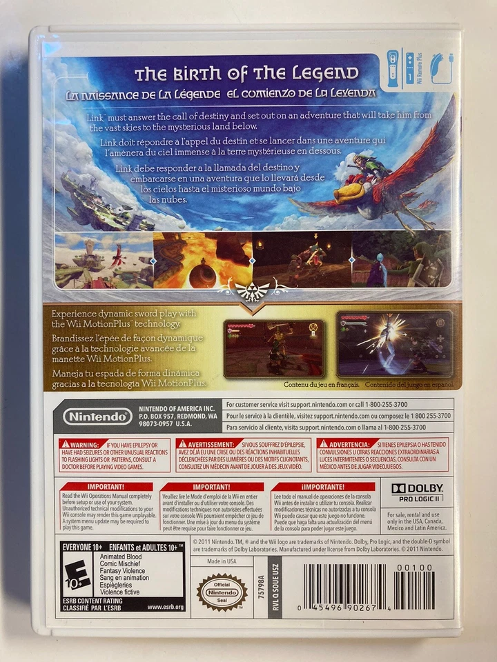 The Legend of Zelda: Skyward Sword (Nintendo Wii, 2011) Complete w/ Music CD - Image 2 of 4