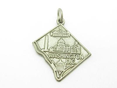 Plata de Ley .925 Vintage Washington Dc Blanco Casa Charm Colgante Collar