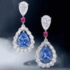 Elegant Drop Earring Women 925 Silver Filled Jewelry CZ Zircon A Pair