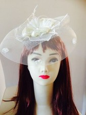 Wedding Party Carnival Races Millinery Fascinator Hat Headband Cream