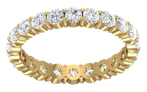Eternity Wedding Ring Natural Round Diamond SI1 J 2.02 Ct 14K Yellow Gold RS 11 - 第 1/8 張圖片