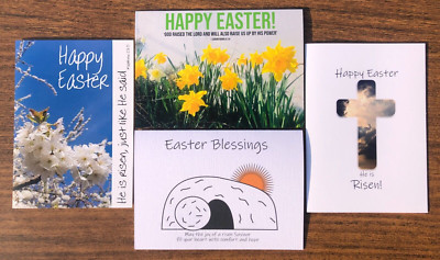 Packung mit 4 religiösen Osterkarten mit Bibelversen - Umschlägen und kostenlosem Versand