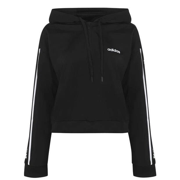 Adidas Hoodie Hoody Womenu0026#039;s Size 4-6 Black Cropped C90 Drawstring  Casual Gym | eBay