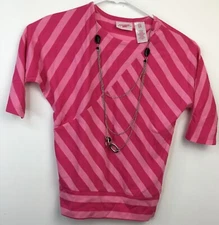 Extremely Me Girls 5/6 Pink Striped Short Sleeve Top
