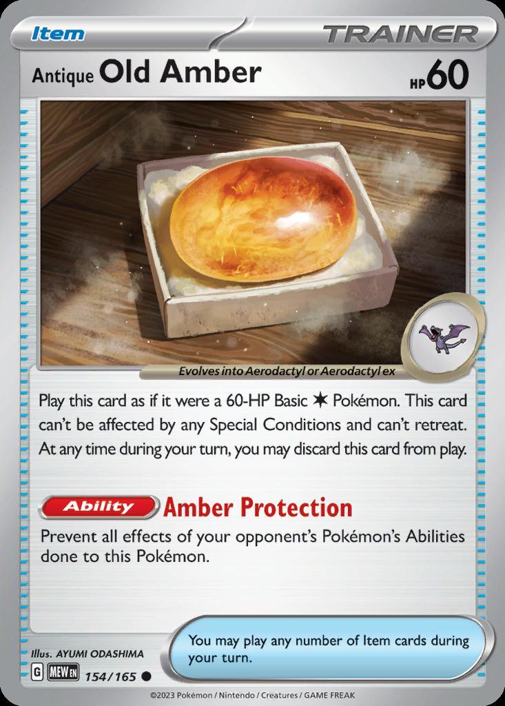 Pokemon Antique Old Amber (154/210) 151 NM